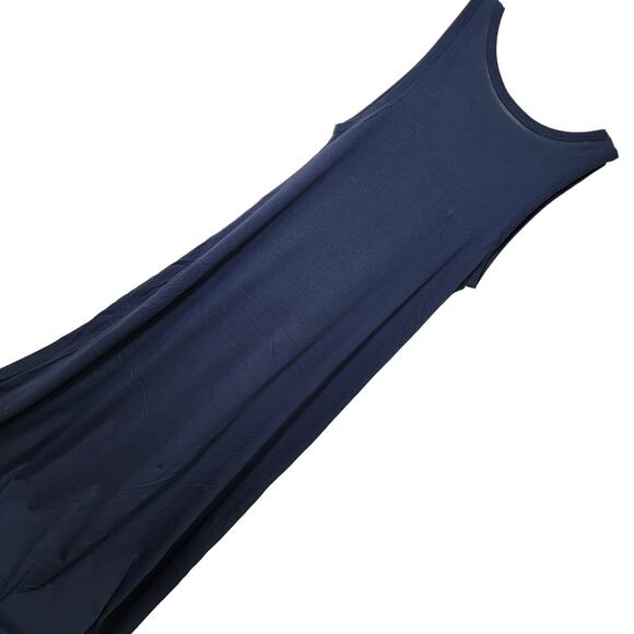 Soft Surroundings Maxi Long Dress S Navy Blue Pockets Shift Small Stretch - Picture 1 of 7